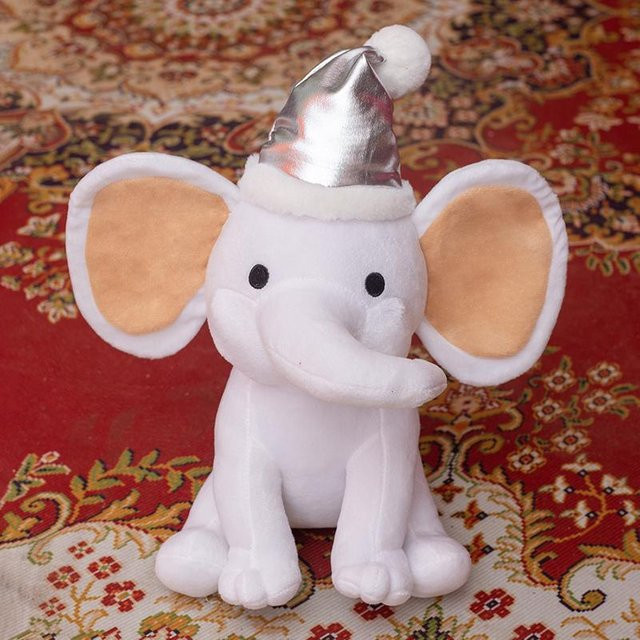 Yiran toy Weihnachtselefanten-Plüschtier, sitzende Elefantenpuppe mit Weihnachtsmannmütze, 25cm - Bild 1