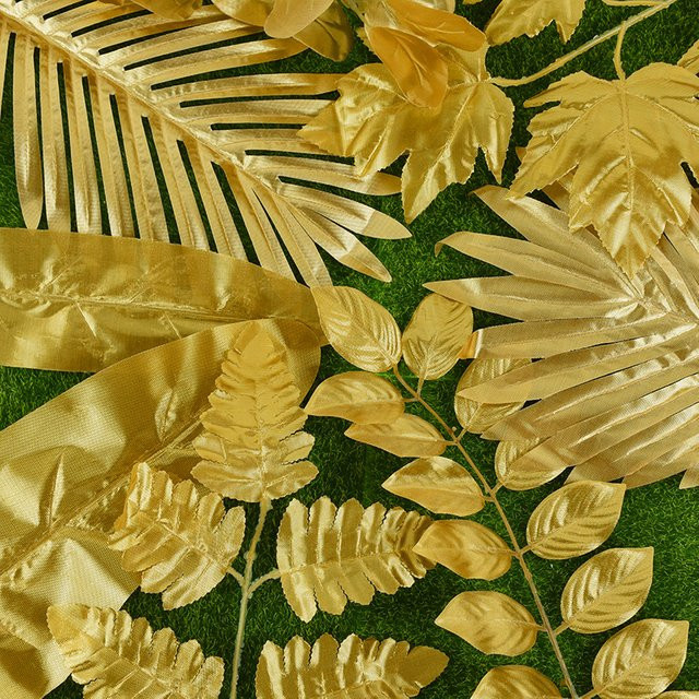 5er Set Künstliche Gold Palm Blätter von YONGSNOW für tropische Dekoration und DIY-Projekte - Bild 1