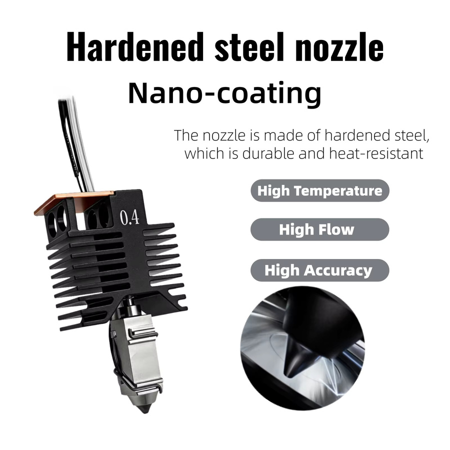 Sirol Nano-beschichtetes High Flow Hotend Keramikblock-Kit für Snapmaker U1 Drucker in Schwarz, erhältlich mit 0.2mm, 0.4mm, 0.6mm oder 0.8mm Düsen, 24V 48W - Bild 2