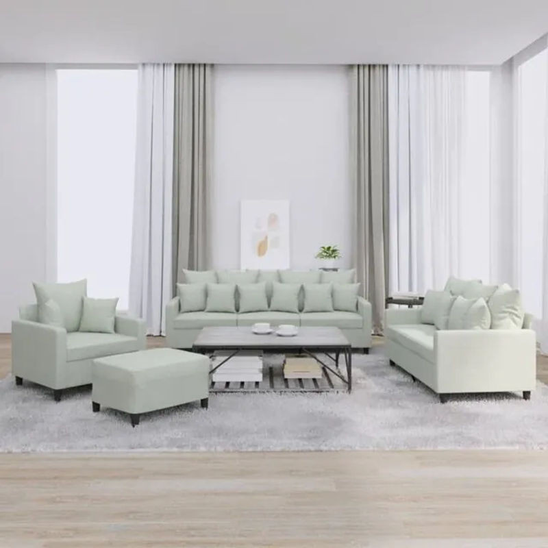 4-tlg. moderne Sofagarnitur mit Kissen aus Samt von Vidaxl in Grau und Grün - Bild 1
