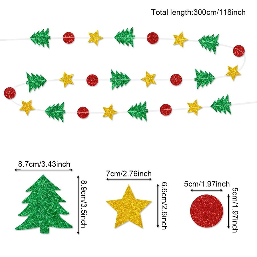 Runto Weihnachtsstern Papierbanner mit Weihnachtsbaummuster in Multicolor als Weihnachtsdekoration - Bild 3