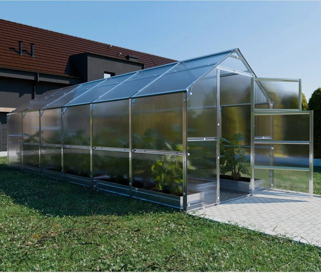 KLASIKA Giebelgewächshaus mit 6 mm Polycarbonatabdeckung und verzinktem Stahl, B/T/H: 600 x 235 cm, transparent - Bild 1