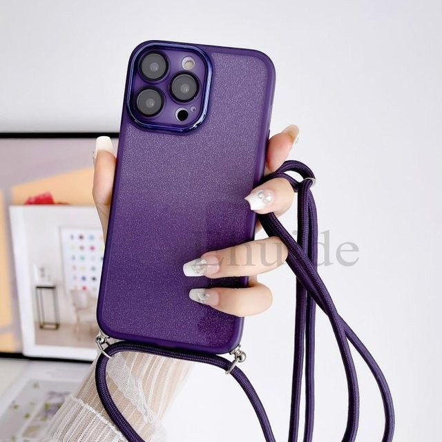 Glitzer Handyhülle mit Lanyard und Linsenschutz für Xiaomi Redmi Note 15 14 13 12 15C 13C Mi 13T 14T 15T Pro, Transparent/Lila - Bild 1