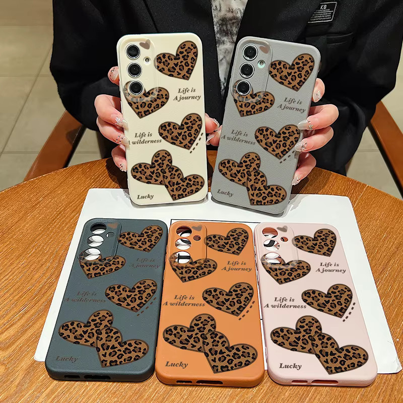 Handyhülle mit Leopardenmuster und Herzen für Samsung Galaxy S25 S24 S23 S22 Ultra S21 FE in Ledertextur und TPU, Mehrfarbig/Pink - Bild 6