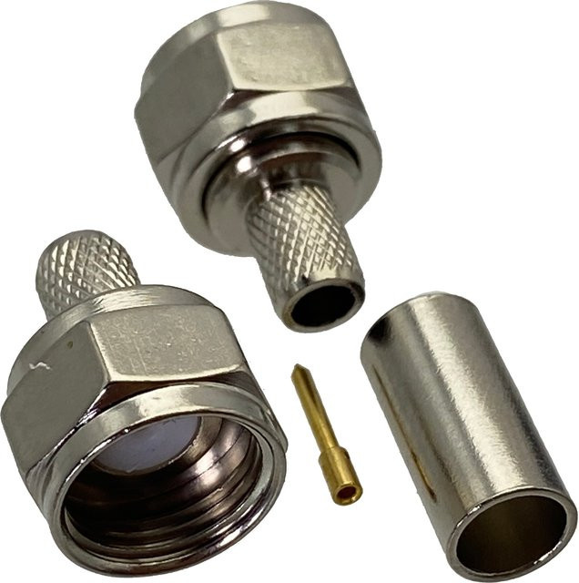 RF Koaxialstecker gerade zum Crimpen für RG58 LMR195 RG142 RG400 Kabel 50 Ohm in Silber - Bild 1