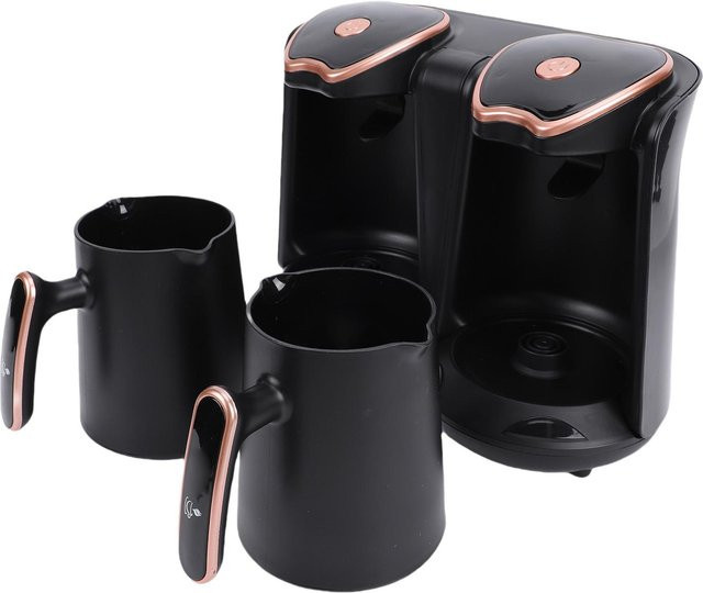 Artleeh Elektrische Türkische Kaffeemaschine mit Doppelkanne und einstellbarer Temperatur, 800W, Schwarz - Bild 1