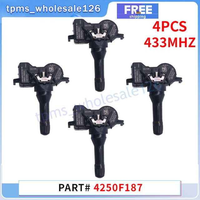GANGLE 4er-Set Reifendruckkontrollsensor TPMS 433MHz für Fiat 500x, Mitsubishi Attrage, Eclipse Cross, Lancer und Outlander, Farbe: Schwarz - Bild 1
