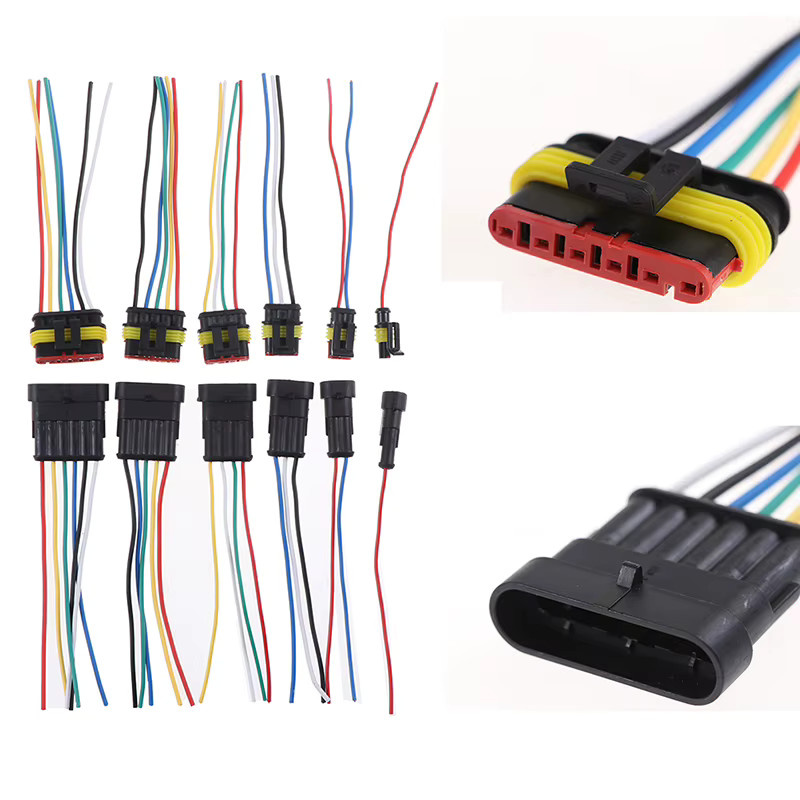 JINHF Wasserdichter elektrischer Kabelstecker mit 1 bis 6 Pins, männlich und weiblich, Farbe: Schwarz - Bild 3