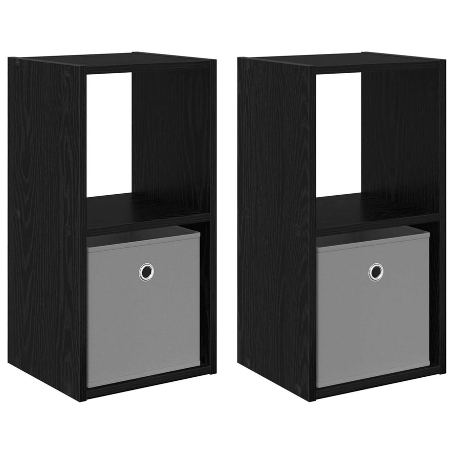 vidaXL Nachttisch Set 2 Stück in Schwarz und Eichen-Optik, modern, B/T/H: 30,5 x 27 x 59,5 cm - Bild 2