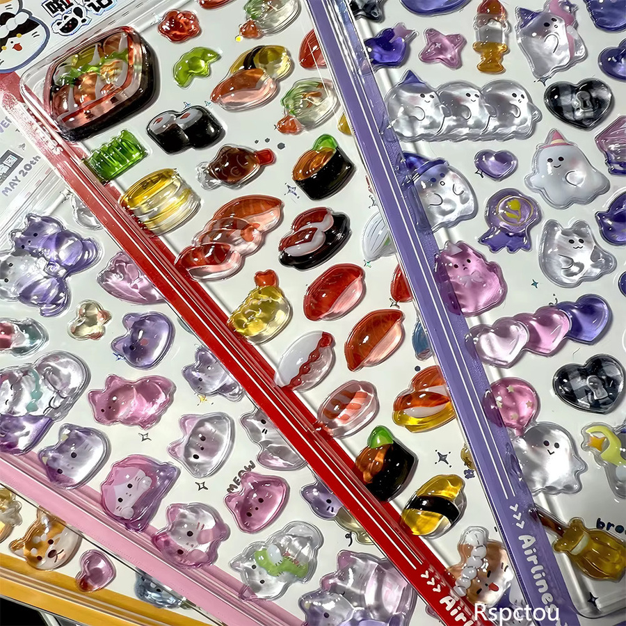 Rspctou 3D-Relief-Aufkleber, Kawaii-Tiere, Sushi, 4-teiliges Set - Bild 2