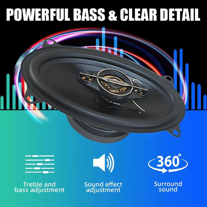 Q-PERTORS 2er Set Auto Koaxial Lautsprecher 500 W HiFi Full Range Stereo Lautsprecher in Schwarz, 4x6 Zoll - Bild 5