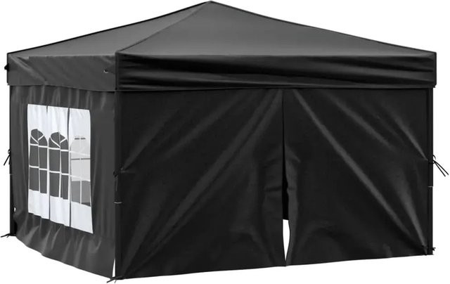 vidaXL Partyzelt faltbar mit Seitenwänden und Fenstern, Schwarz/Silber, B/T/H: 3 x 3 x 2,45 m - Bild 1