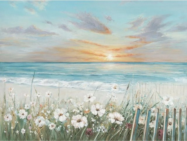 Art Universe Leinwandbild Romantischer Sonnenaufgang in Blau und Multicolour, Breite: 90 cm, Höhe: 120 cm - Bild 1