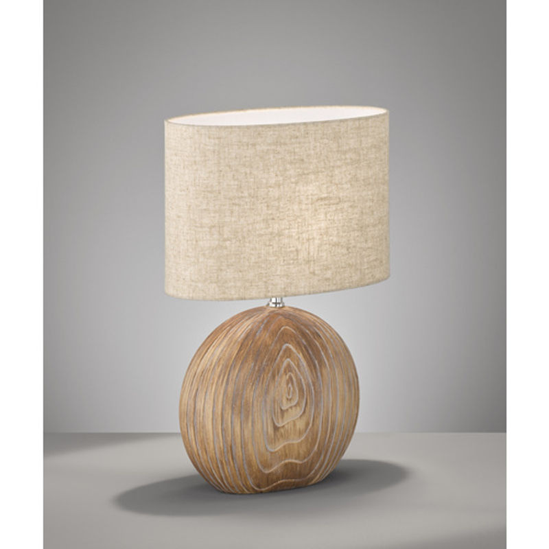 Fischer & Honsel Tischleuchte Tobse in Braun und Beige mit Keramik und Holz, B/H: 17 x 53 cm, E27 - Bild 3