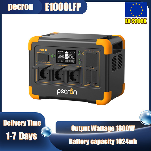 Pecron E1000LFP Tragbare Powerstation mit 1024Wh und 1800W LiFePO4 Akku, Erweiterbar auf 4096Wh Solargenerator mit Schnellladefunktion - Bild 1