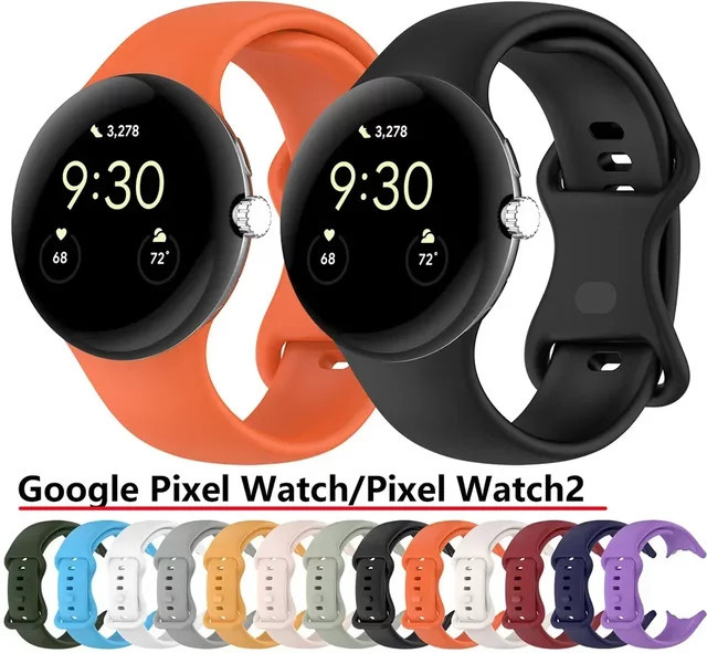 Mptionx Uhrenarmband Silikon, Schwarz, Google Pixel Watch 2, Unisex - Bild 1