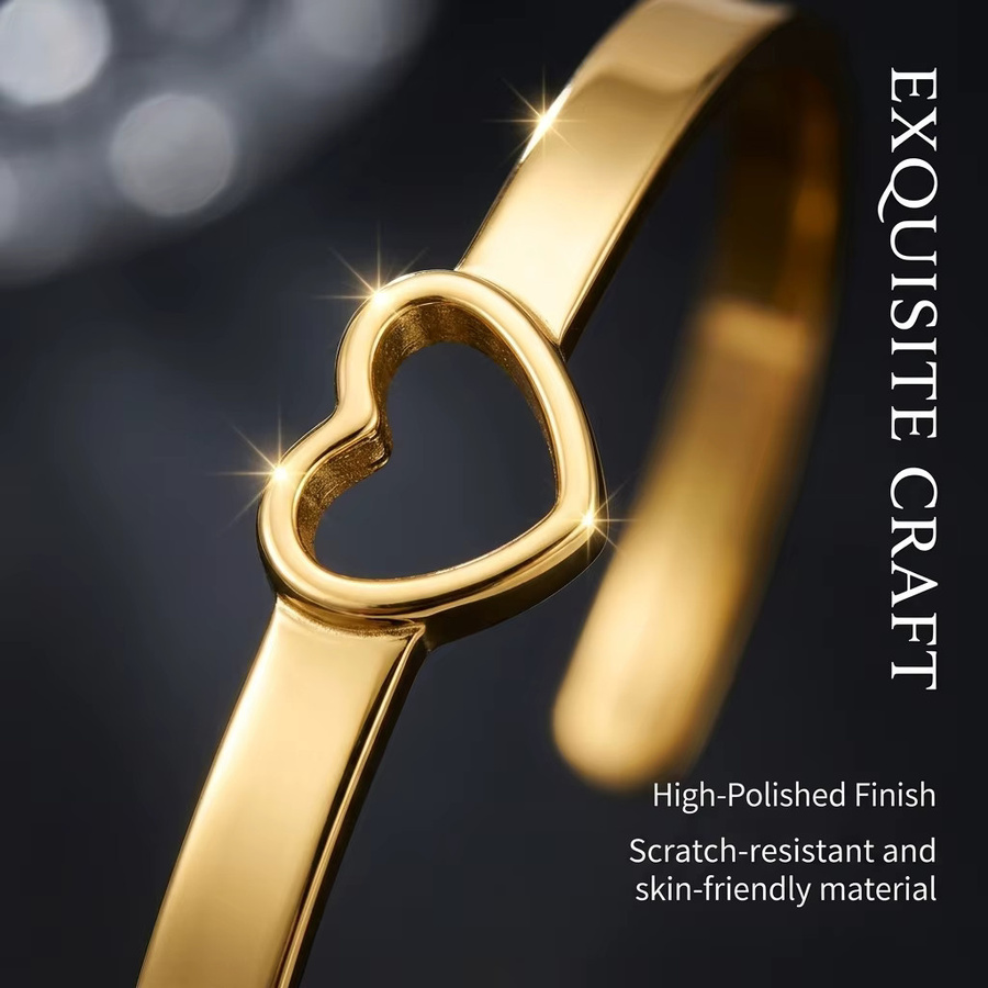 JP One Armreif Edelstahl, Gold, Skelett-Herz, Damen - Bild 3