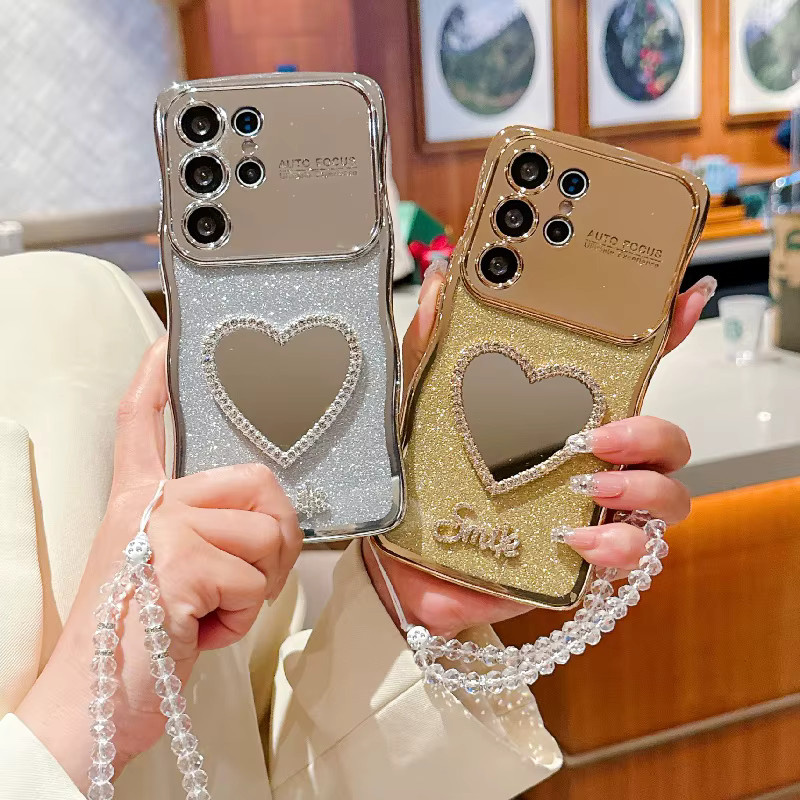 Glitzernde magnetische Handyhülle für Samsung S25 Ultra, S24 FE und S23 in Transparent mit Trageband und stoßfestem Design - Bild 2