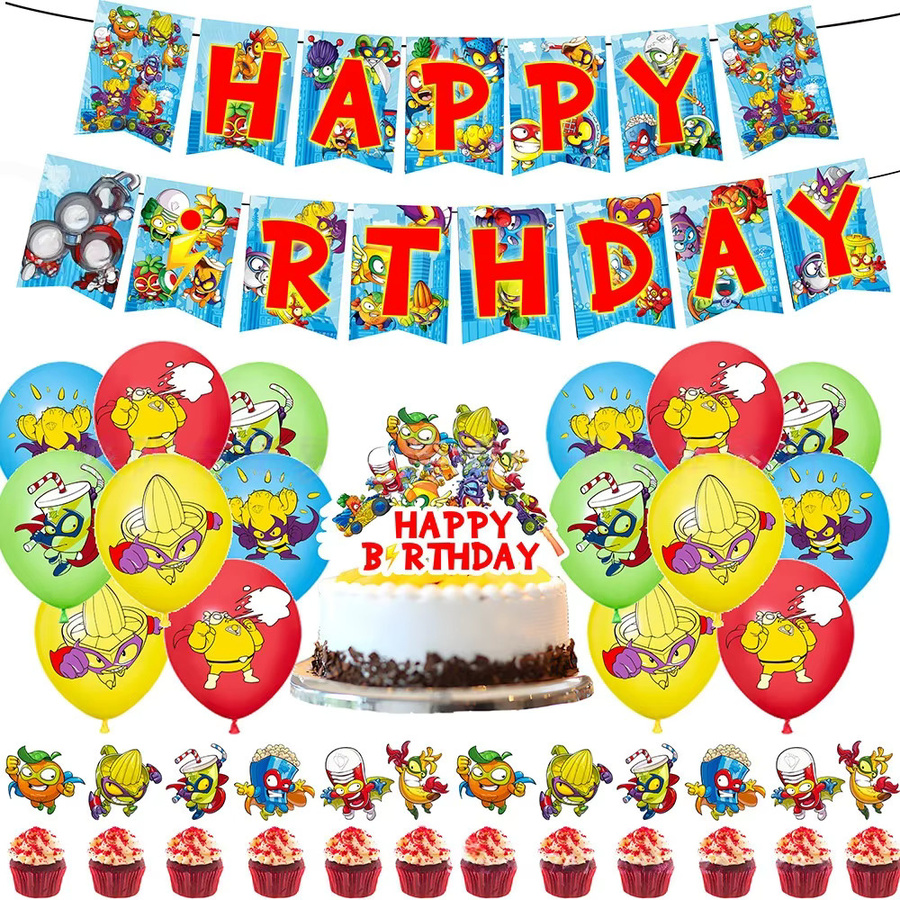 Hasbro Superthings Superzings Geburtstagsparty-Dekoration Set mit Zahlenballons und Tortendekoration in Mehrfarbig - Bild 2