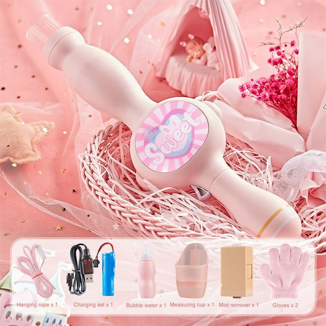 APWIKOGER Smoke Bubble Machine Elastic Bubble Fog Wand, Blasengebläse, Rosa / Pink - Bild 1
