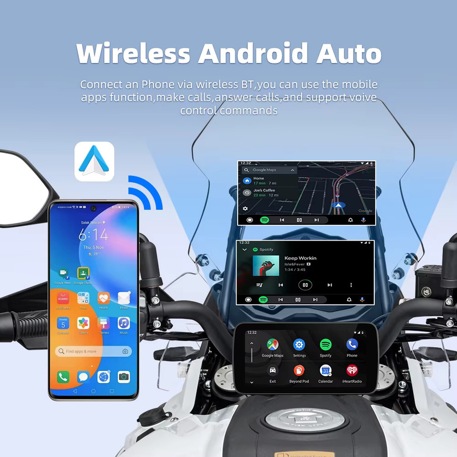 EKIY Wireless CarPlay und Android Auto Motorrad Navigation mit GPS, 6,25 Zoll, Schwarz - Bild 3