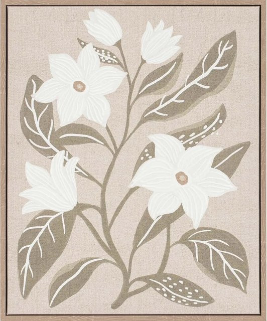 Art Universe Leinwandbild Quiet Blossomity in Beige mit floralem Design, Breite: 42 cm, Höhe: 52 cm - Bild 1