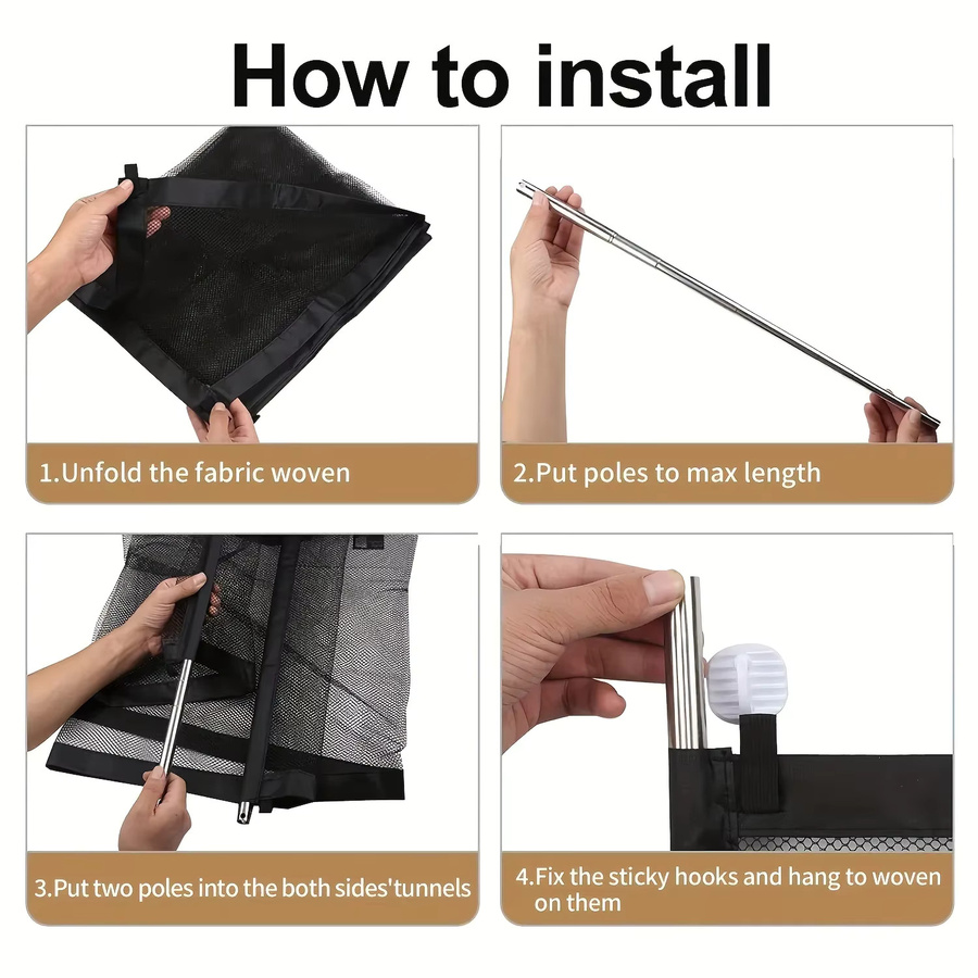 Einziehbare Babyzaun-Barriere aus Nylon-Netz mit 4 Haken, faltbares und tragbares Sicherheitstor zur Haustier-Isolation - Bild 5