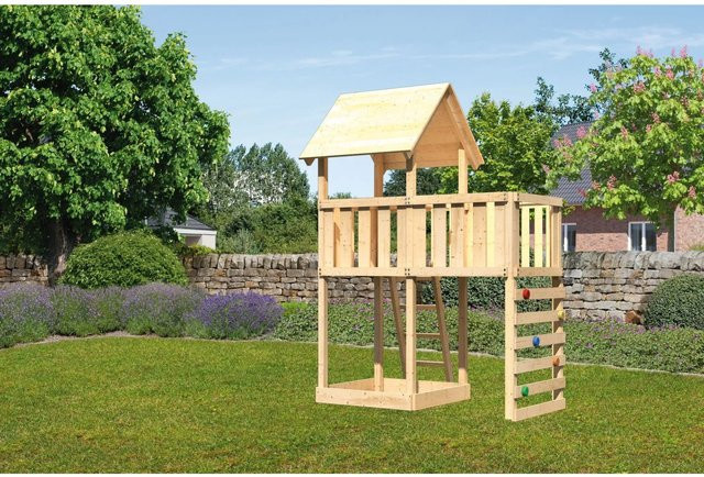 Karibu Spielturm Lotti mit Anbauplattform und Kletterwand - Bild 1