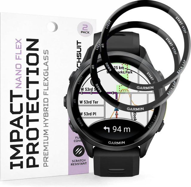 Techsuit Schutzfolie Nano Flex für Garmin Forerunner 570 47mm, Kunststoff, Schwarz - Bild 1