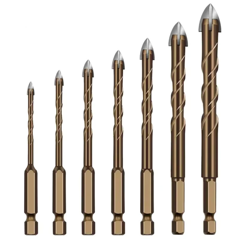 YIAEEY Kreuz-Sechskant-Fliesenbohrer aus Legierung für Glas und Keramik, 3–12 mm Länge - Bild 6