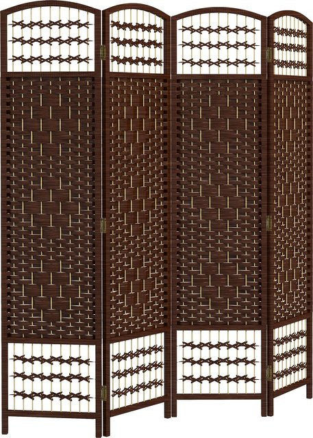 HOMCOM Paravent aus Holz in Braun, faltbarer Raumteiler mit 4 Paneelen, B/H: 160 x 170 cm - Bild 1