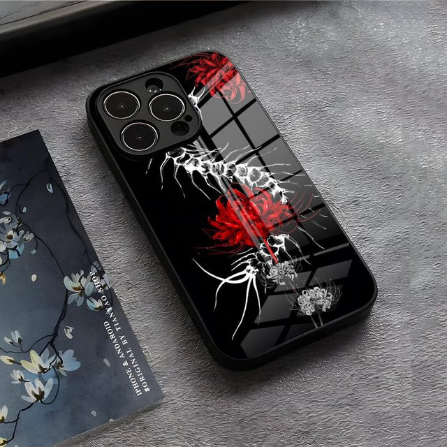 Anime Tokyo Ghoul Higanbana Handyhülle mit schwarzer Glasabdeckung für iPhone 17 Air 16 Pro Max 15 14 13 12 Pro 11 Plus Mini - Bild 1