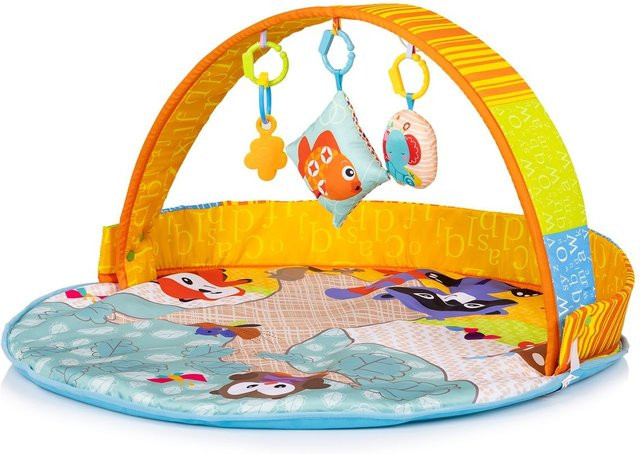 Chipolino Spielbogen Krabbeldecke Tiere Beißring Rassel Plüschkissen ab Geburt gelb - Bild 1