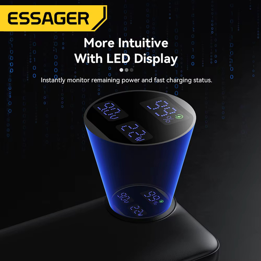 Essager Powerbank 30000 mAh mit 22,5 W PD Schnellladung, tragbares Ladegerät in Schwarz mit USB-C Anschluss - Bild 4