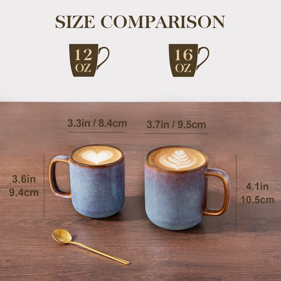 Vancasso Steingut Kaffeetassen Set mit Reaktivglasur in Blau-Lila, Keramikbecher für Kaffee, Cappuccino und Tee - Bild 2