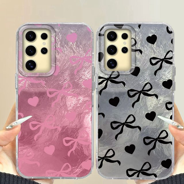 FunYudas Handyhülle mit buntem Herz- und Schleifenmuster für Samsung Galaxy S24 S23 S22 S25 S21 Plus S20 FE Ultra, TPU Schutzhülle, Mehrfarbig - Bild 1