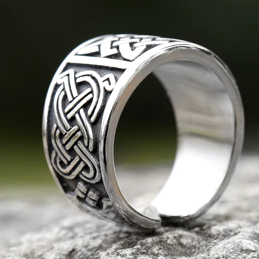 Ring Viking Odin Trinity Keltischer Knoten, Edelstahl, Silber, Herren - Bild 5