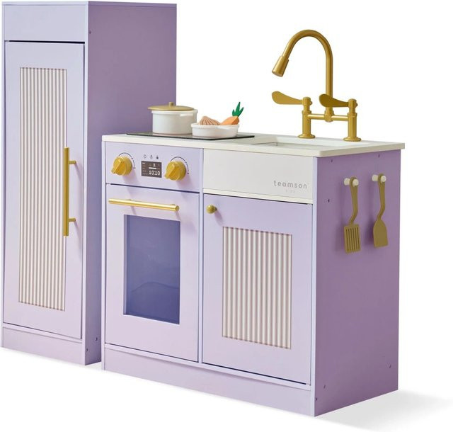 Teamson Kids Little Chef Chester Kinderküche aus Holz in Lila mit Zubehör - Bild 1