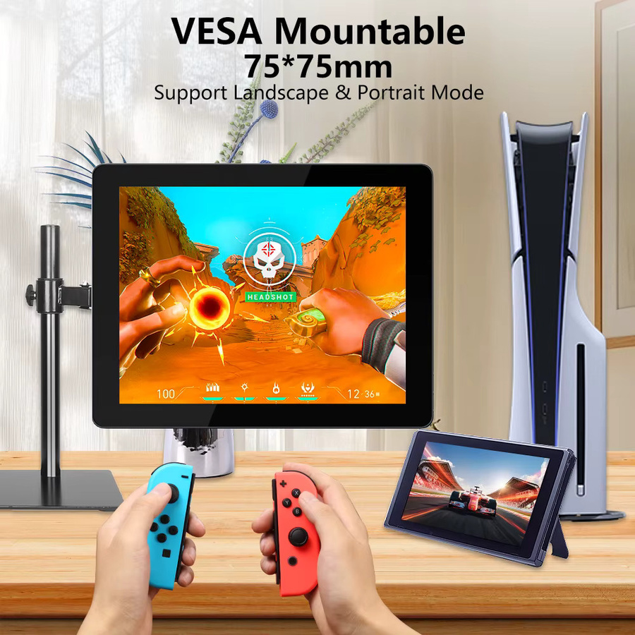 Pisichen Tragbarer 9,7 Zoll Touchscreen Monitor mit 2K LED IPS Display in Schwarz für Raspberry Pi, Xbox, PS4/5, Switch und Windows PC - Bild 5