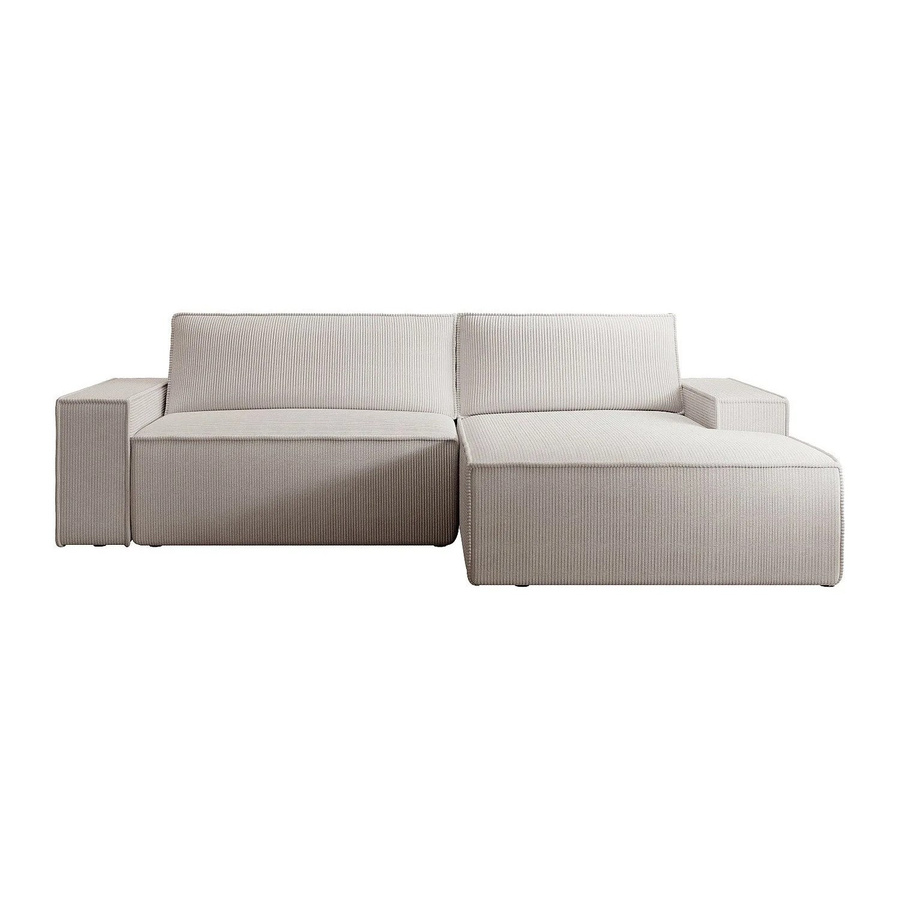 Vente-unique Sofa Amelia in Beige mit Cord-Bezug und L-Form ohne Schlafmöglichkeit - Bild 2