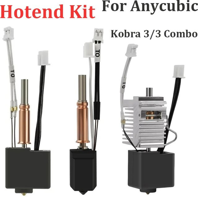 Anycubic Kobra 3 Combo Hotend Set mit Düse, Thermistor und 24V 50W Heizblock in Gold - Bild 1