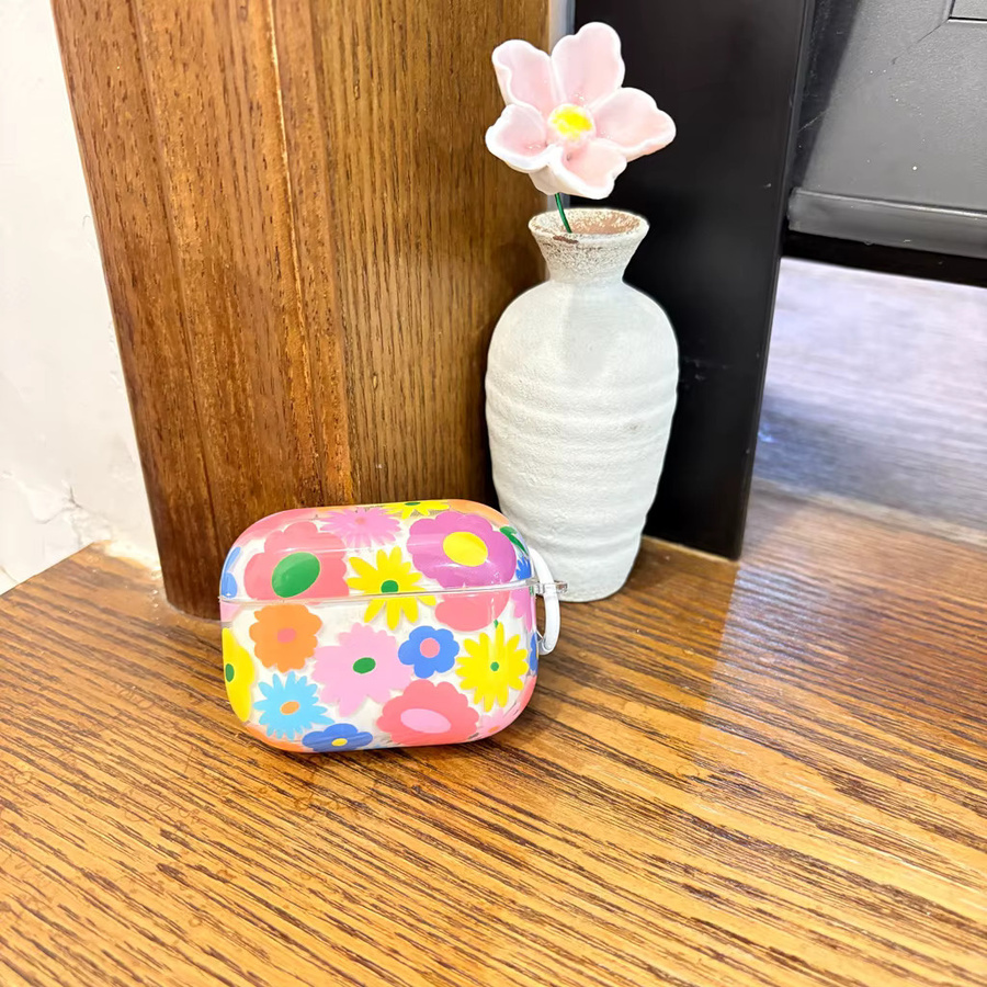 Girl Series Kopfhörerhülle mit Blumen-Design und Haken für Apple AirPods 1, 2, 3, 4 und Pro 2, Mehrfarbig - Bild 2
