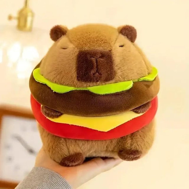 Yiran Health & Beauty Capybara Plüschtier in Form eines Hamburgers, 20 cm - Bild 1