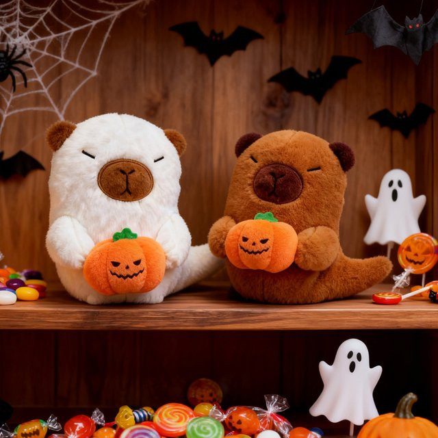 DOYOUDO Capybara Geist Kürbis, Plüsch, 19 cm, Halloween - Bild 1