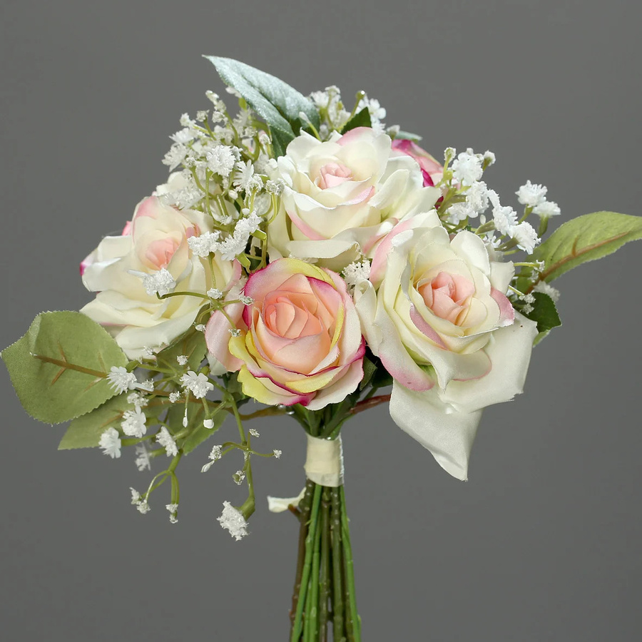 Rosenstrauß Toni von artplants in Weiß und Pink, Höhe: 20 cm - Bild 2