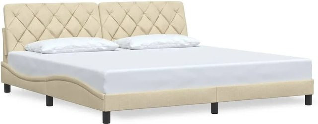 vidaXL Bettgestell mit Stoffbezug in Beige, B/T/H: 200 x 200 x 205 cm - Bild 1