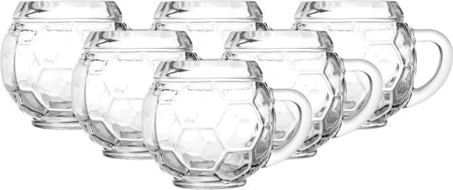 Stölzle Lausitz Bierkrüge Fußball Design, transparent, 6er Set, 400 ml pro Krug - Bild 1