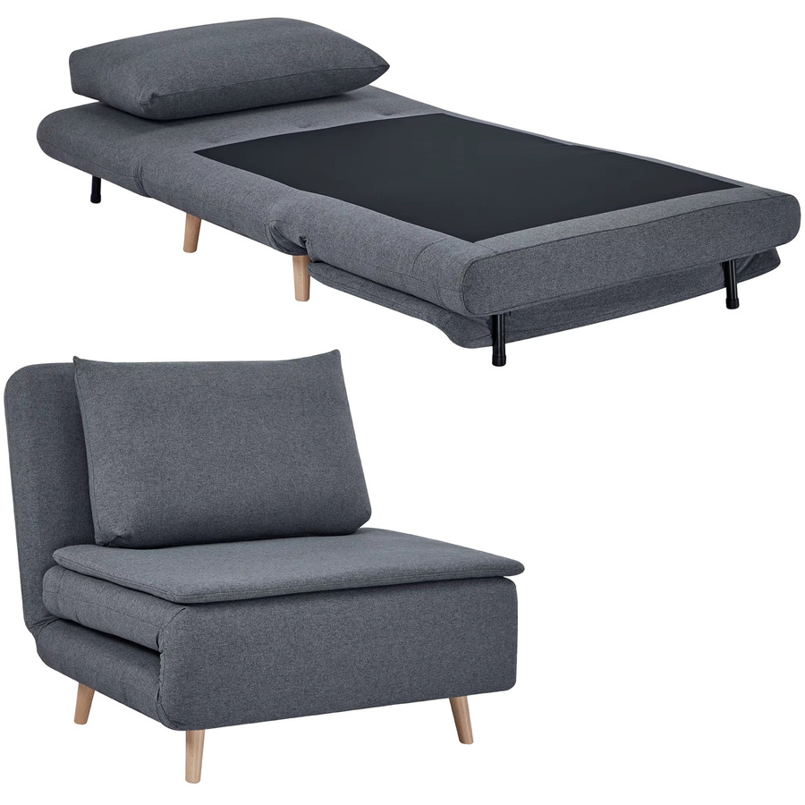 HOMCOM Schlafsessel 3-in-1 als Schlafsofa und Relaxsessel mit Bettfunktion, Leinenoptik in Grau, inklusive Lendenkissen, B/T: 191 x 95 cm - Bild 2