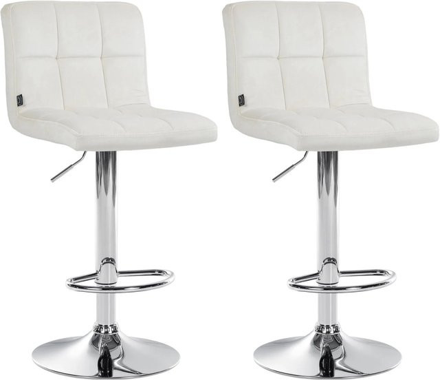 DELUKE 2er Set Barhocker REZAR aus Samt in Creme mit silbernen Details, B/T/H: 46 x 47 x 94 cm - Bild 1