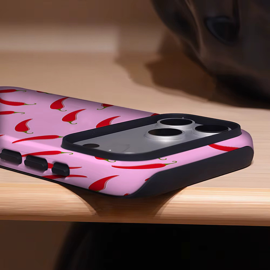Aegis Schutzhülle mit Magnetfunktion für iPhone 17 16 15 14 Plus 13 Pro Max aus hartem PC in Pink und Chili-Paprika-Rot von Potdemiel - Bild 3